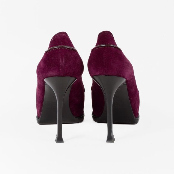 Saint Laurent Purple Suede Tribtoo Loafer Stiletto Platform Pumps - Picture 3 of 10